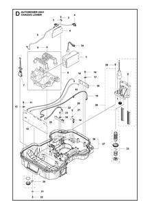 Chassis Lower Diagram and Parts List for 450X 2020 Husqvarna Lawn Mower