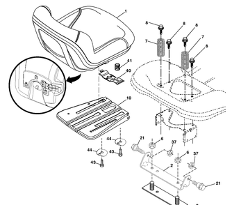 Seat Diagram and Parts List for TC138  Husqvarna Lawn Tractor