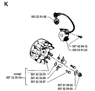Ignition System Diagram and Parts List for 35 19902200001-Current Husqvarna Chainsaw
