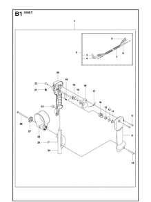 Handle And Controls Diagram and Parts List for 180BT 20084000001-Current Husqvarna Leaf Blower / Vacuum