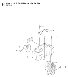 Cover Diagram and Parts List for 325CX 20080900001 & Above Husqvarna Trimmer