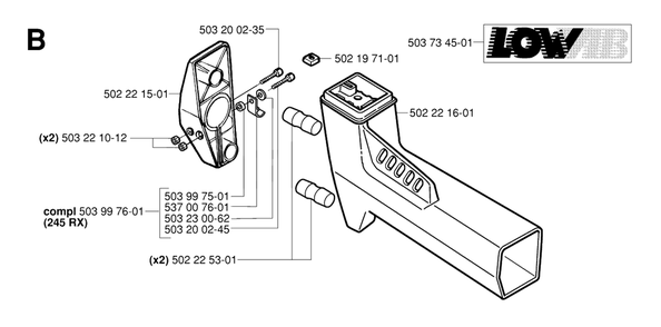 Tower Diagram and Parts List for 240 20010100001 & Above Husqvarna Trimmer