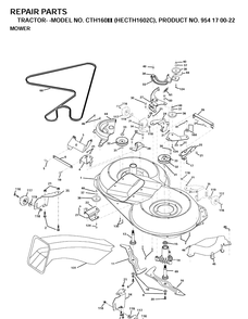 Mower Deck / Cutting Deck Diagram and Parts List for CTH160II (HECTH1602C)(2001-02) Husqvarna Lawn Tractor