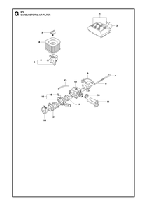Carburetor And Air Filter Diagram and Parts List for 372XP-372XPG 372 XP W - 372 XP GW Husqvarna Chainsaw