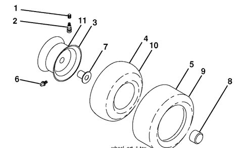 Wheels And Tires Diagram and Parts List for LGT2554 (96045001501)(2009-05) Husqvarna Lawn Mower
