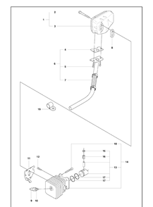 Cylinder, Piston, And Muffler Diagram and Parts List for 323HD60 2009-02 Husqvarna Hedge Trimmer