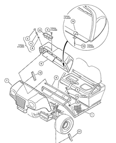 Front Body Diagram and Parts List for HUV4210GXP 2005-06 Husqvarna Lawn Tractor