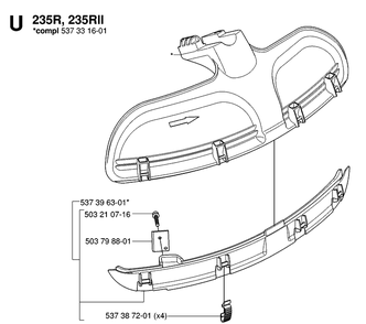 Guards 2 Diagram and Parts List for 232R 20061400001-20144900000 Husqvarna Brush Cutter