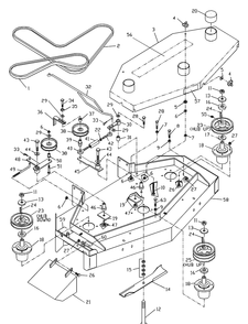 Front Deck Diagram and Parts List for WH4817 2001-02 Husqvarna Lawn Mower