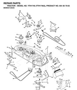 Mower Deck / Cutting Deck Diagram and Parts List for YTH1746 (954567055)(2000-11) Husqvarna Lawn Tractor