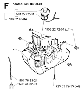Crankcase Diagram and Parts List for 240L 19984400001-20001400000 Husqvarna Edger