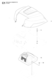 Hood Diagram and Parts List for R175 (965104901)(2007-01) Husqvarna Lawn Tractor