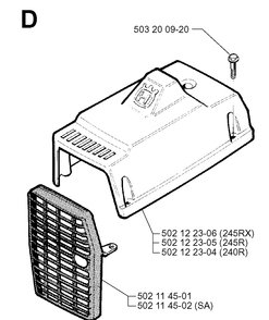 Cylinder Cover Diagram and Parts List for 245R 19962200001-19984000000 Husqvarna Brush Cutter