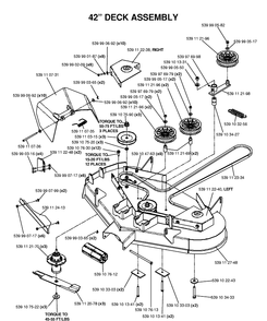 42inch Cutting Deck Diagram and Parts List for EZ4217KAA (968999373)(2006-02) Husqvarna Lawn Mower