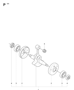 Crankshaft Diagram and Parts List for 355FXT 20073100001-20082700000 Husqvarna Brush Cutter