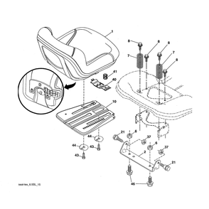 Seat Assembly Diagram and Parts List for YTH22V46-96043027100  Husqvarna Lawn Tractor