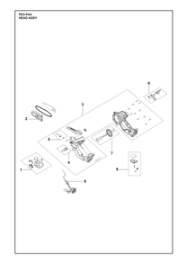Head Assembly Diagram and Parts List for PE5-P4A  Husqvarna Pole Saw