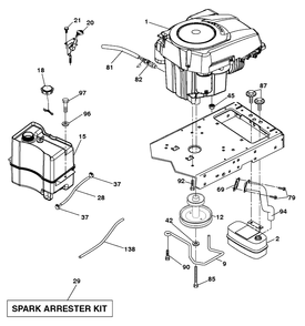 Engine Diagram and Parts List for YTH21K46 (96045002601)(2011-02) Husqvarna Lawn Tractor