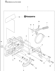 Chain Break And Clutch Cover Diagram and Parts List for 435 2009-02 Husqvarna Chainsaw