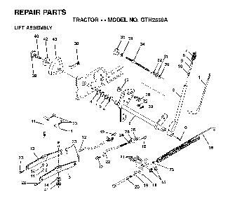 Mower Lift / Deck Lift Diagram and Parts List for GTH2550A (954567109)(2001-05) Husqvarna Lawn Tractor