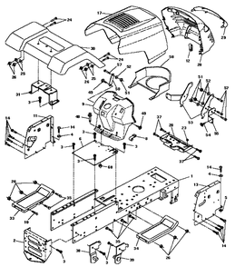 Chassis And Enclosures Diagram and Parts List for LTH125 (HC125H42C)(954002721)(1996-04) Husqvarna Lawn Mower
