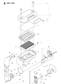 Carburetor And Air Filter Diagram and Parts List for 180BF 20084000001-Current Husqvarna Leaf Blower / Vacuum