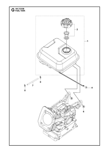Fuel Tank Diagram and Parts List for 970505501 2021-01 Husqvarna Engine