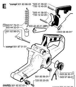 Fuel Tank Diagram and Parts List for 242 19981800001-20013500000 Husqvarna Chainsaw