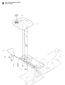 Fuel System Diagram and Parts List for RIDER175AWD (965105001)(2008-06) Husqvarna Lawn Mower