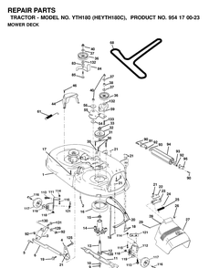 Mower Deck / Cutting Deck Diagram and Parts List for YTH180 (HEYTH180C)(2000-03) Husqvarna Lawn Tractor