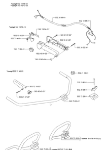 Handle Diagram and Parts List for 225L 2000-10 Husqvarna Trimmer