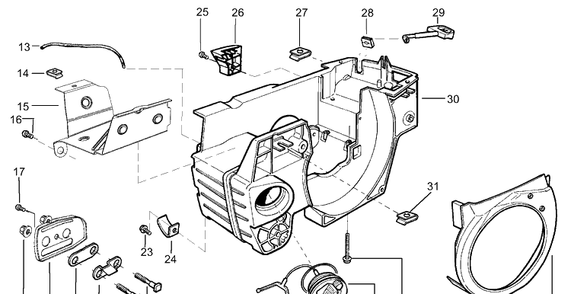 Crankcase Diagram and Parts List for 136LE 2001-06 Husqvarna Chainsaw