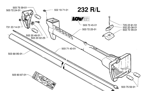 Shaft 2 Diagram and Parts List for 235R 19970500001-19980100000 Husqvarna Brush Cutter