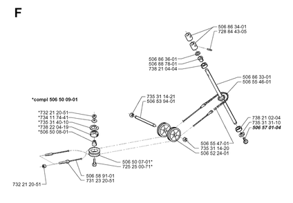 Steering Diagram and Parts List for PF20 1998-10 Husqvarna Lawn Tractor