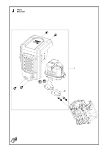 Exhaust Diagram and Parts List for 596210001 2020-05 Husqvarna Engine