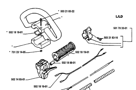 Handle Assembly Diagram and Parts List for 125LD 1991-11 Husqvarna Trimmer