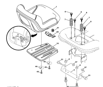 Seat Diagram and Parts List for TS142L  Husqvarna Lawn Tractor