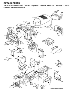 Chassis And Enclosures Diagram and Parts List for CTH180XP (HAUCT18H42D)(2004-09) Husqvarna Lawn Tractor