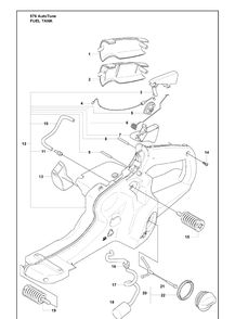 Fuel Tank Diagram and Parts List for 576XP 2010-03 Husqvarna Chainsaw