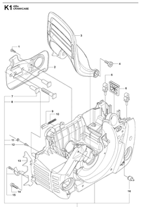 Crankcase Diagram and Parts List for 455E 2013-01 Husqvarna Chainsaw