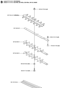 Cutting Equipment Diagram and Parts List for 325HA110 20054000001-20040100000 Husqvarna Hedge Trimmer