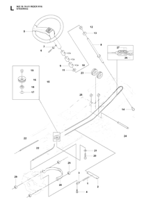 Steering Diagram and Parts List for R16 (965161601)(2007-06) Husqvarna Lawn Tractor