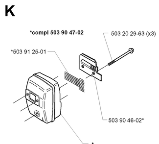 Muffler Diagram and Parts List for 232RD 20001400001-Current Husqvarna Brush Cutter