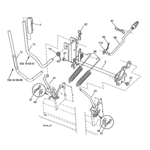 Mower Lift Diagram and Parts List for 96043025900  Husqvarna Lawn Tractor