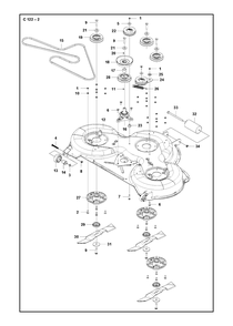 48-Inch/122cm Cutting Deck 3 Diagram and Parts List for C122 2019-01 Husqvarna Lawn Tractor Accessories