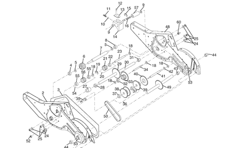 Transmission Diagram and Parts List for DRT900 (96093000803)(2009-04) Husqvarna Tiller