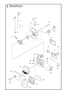 Carburetor And Air Filter Diagram and Parts List for 343FR  Husqvarna Brush Cutter
