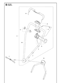 Handle Diagram and Parts List for LB442I  Husqvarna Lawn Mower