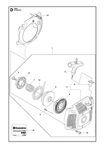 Starter Diagram and Parts List for 440 e-series II Husqvarna Chainsaw