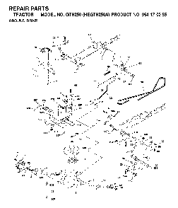 Drive Diagram and Parts List for GTH250 (HEGTH250A, 954170055)(2002-03) Husqvarna Lawn Tractor